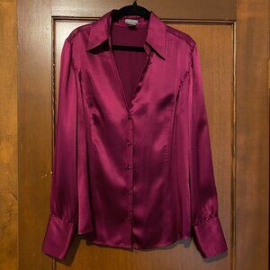 Ann Taylor 100% Silk Button-Down Blouse